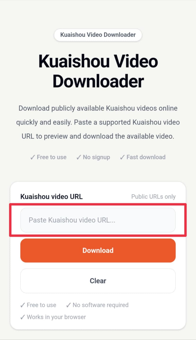 Paste the Kuaishou link and download