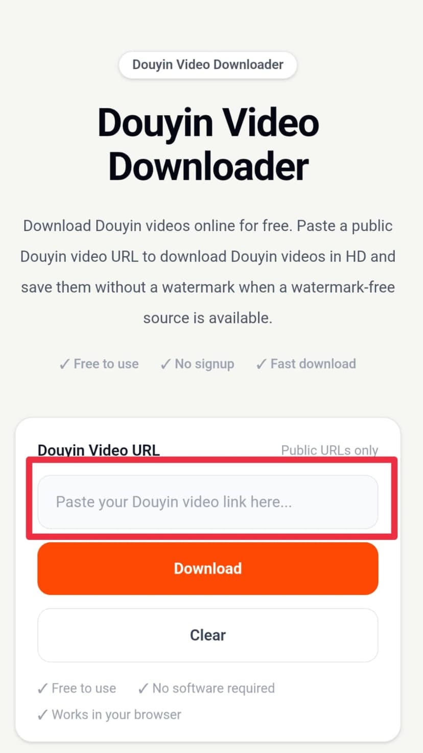 Paste the Douyin link and download
