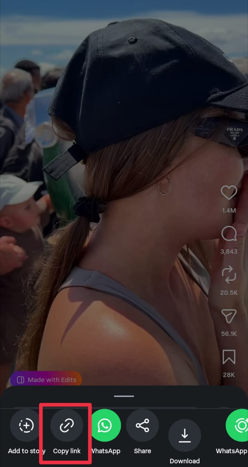 Copy the Instagram Reel link